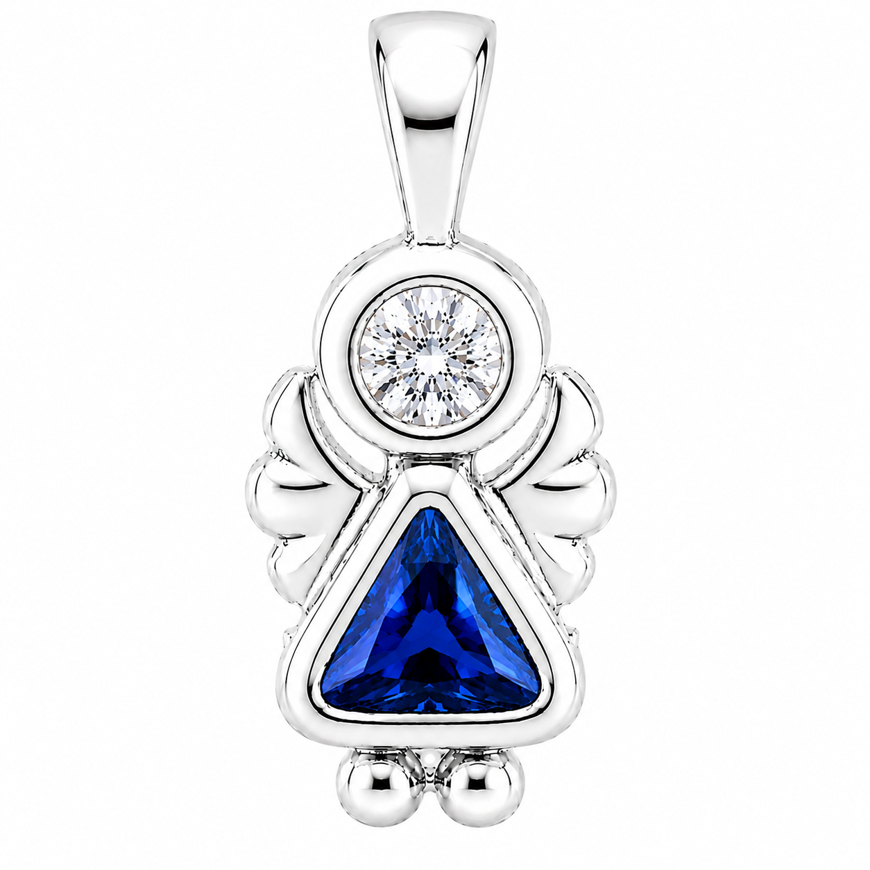 Sterling Silver Angel Birthstone Pendant