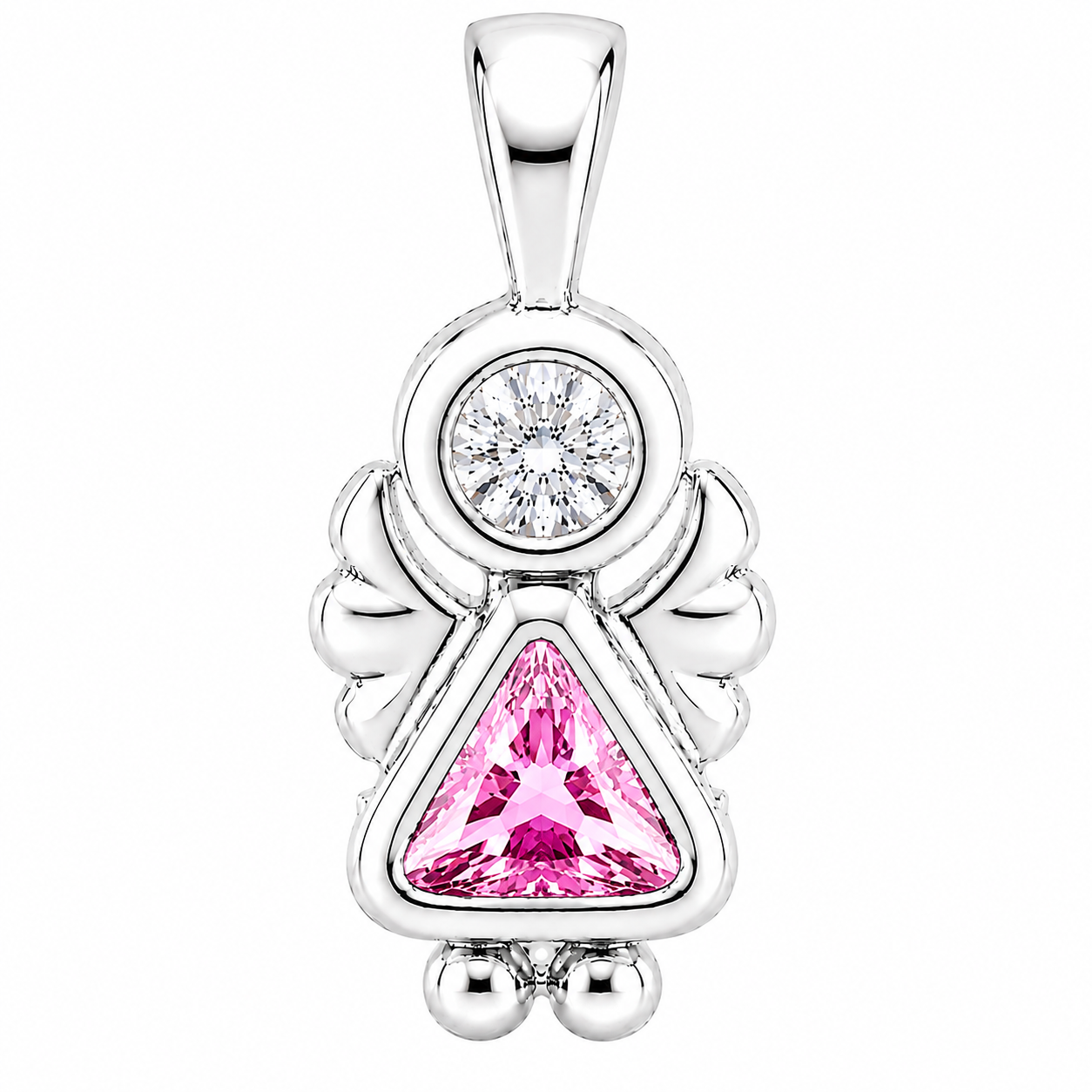 Sterling Silver Angel Birthstone Pendant