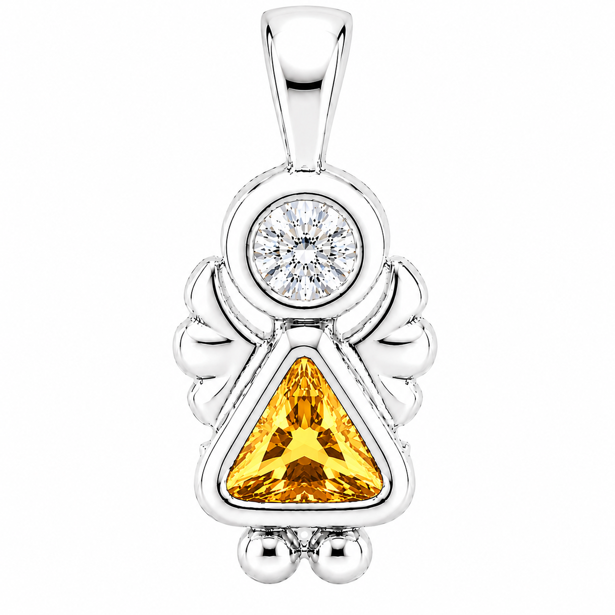 Sterling Silver Angel Birthstone Pendant