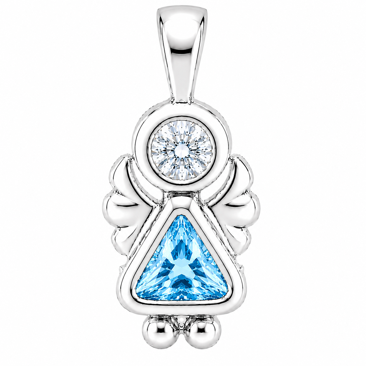Sterling Silver Angel Birthstone Pendant