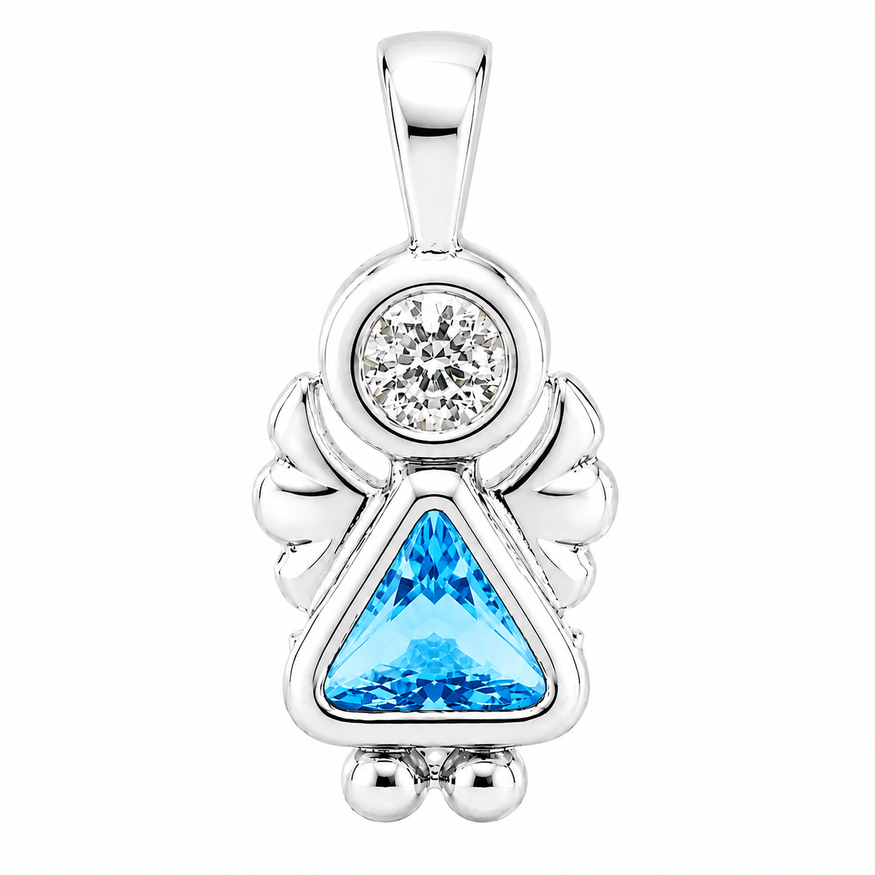 Sterling Silver Angel Birthstone Pendant