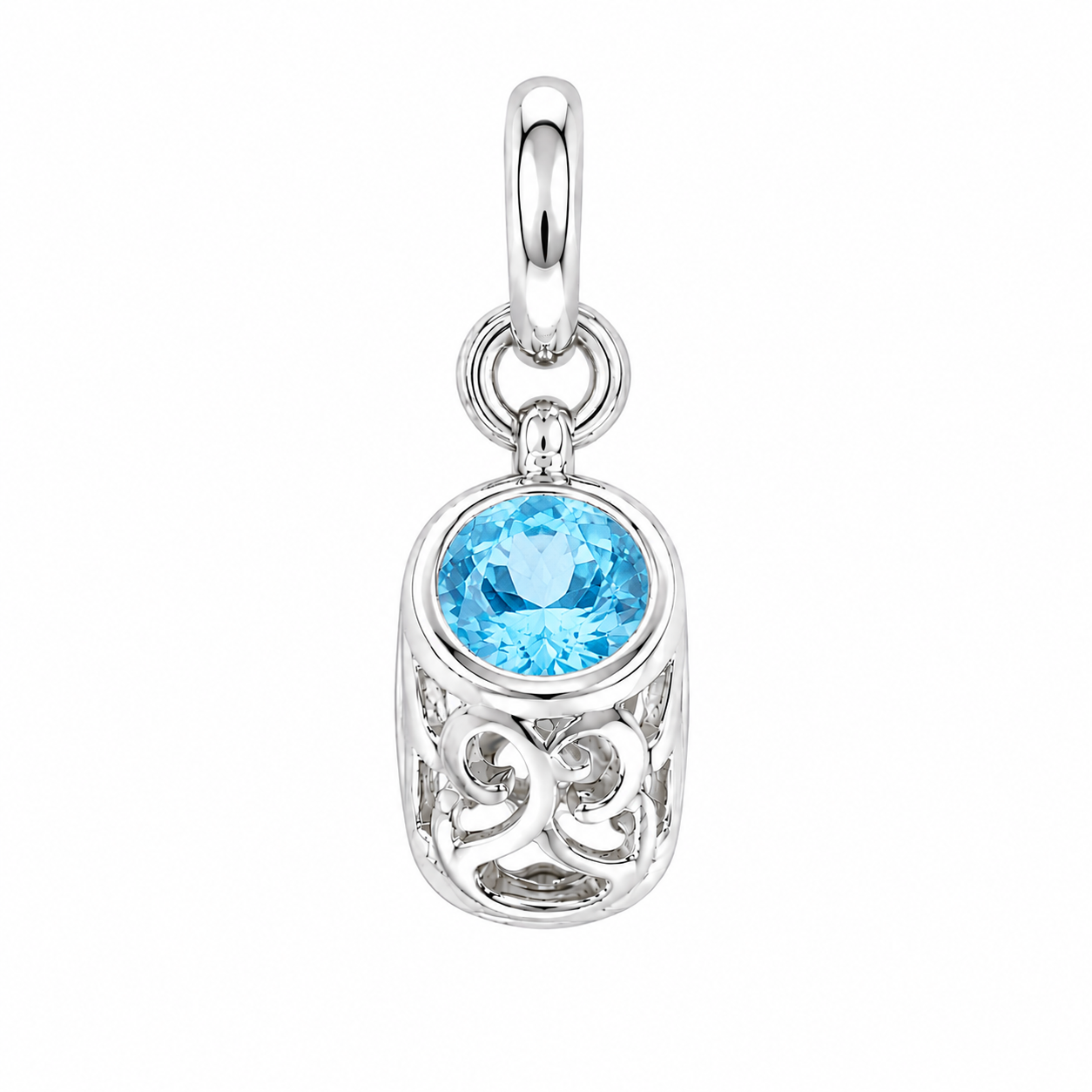 Sterling Silver Shoe Birthstone Pendant