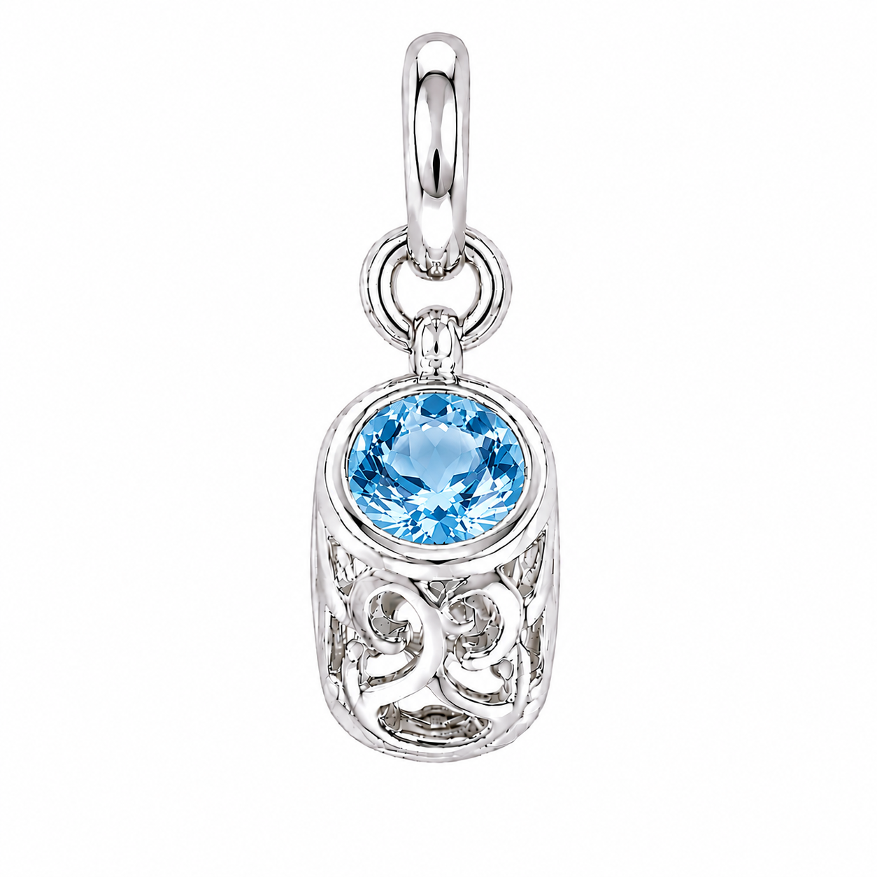 Sterling Silver Shoe Birthstone Pendant