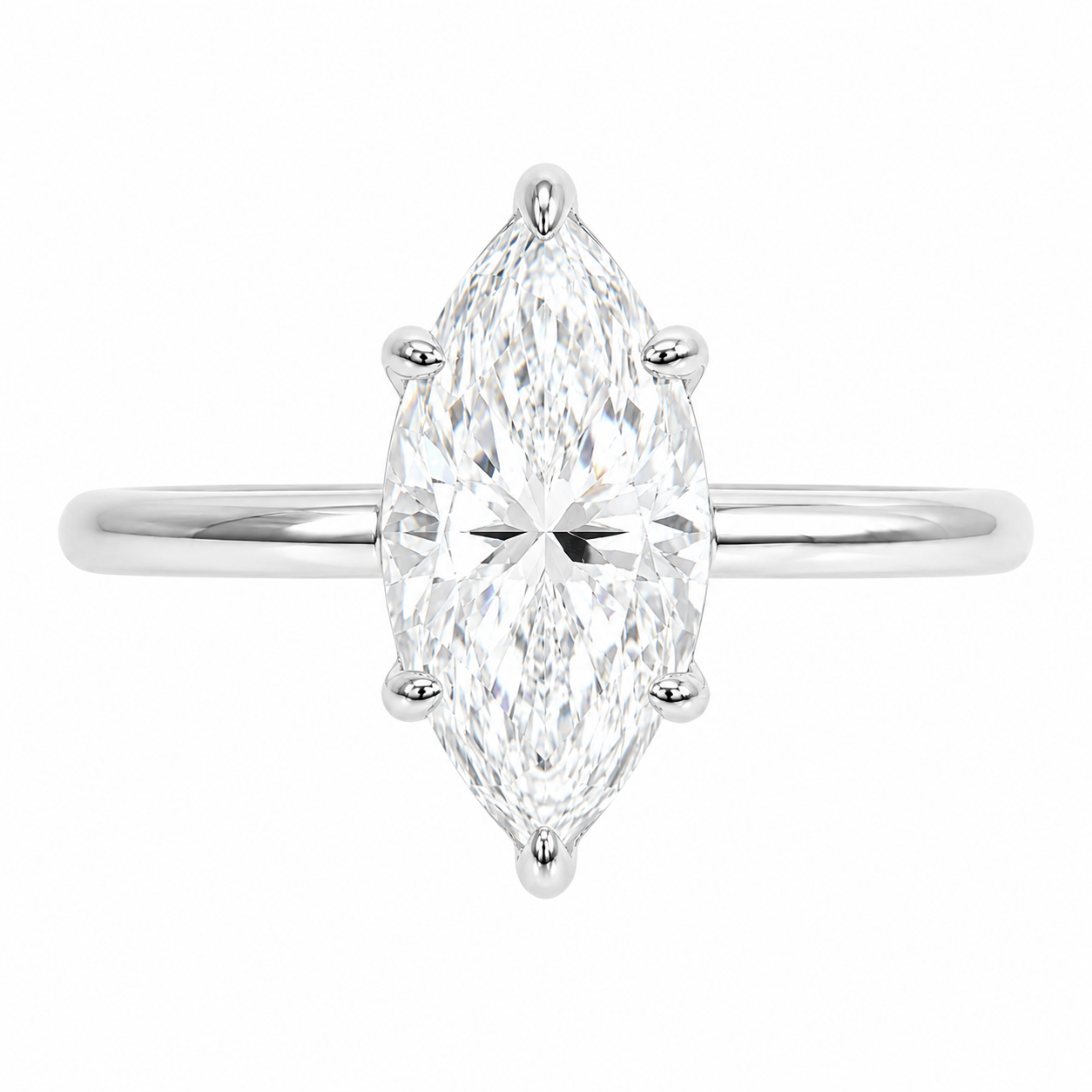 Sterling Silver 2.0ct Marquise Moissanite Solitaire Ring