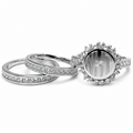Sterling Silver 3 Band Flower CZ Engravable Ring