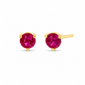 Sterling Silver Gold Plated 4mm Ruby Pink CZ Martini Stud Earrings