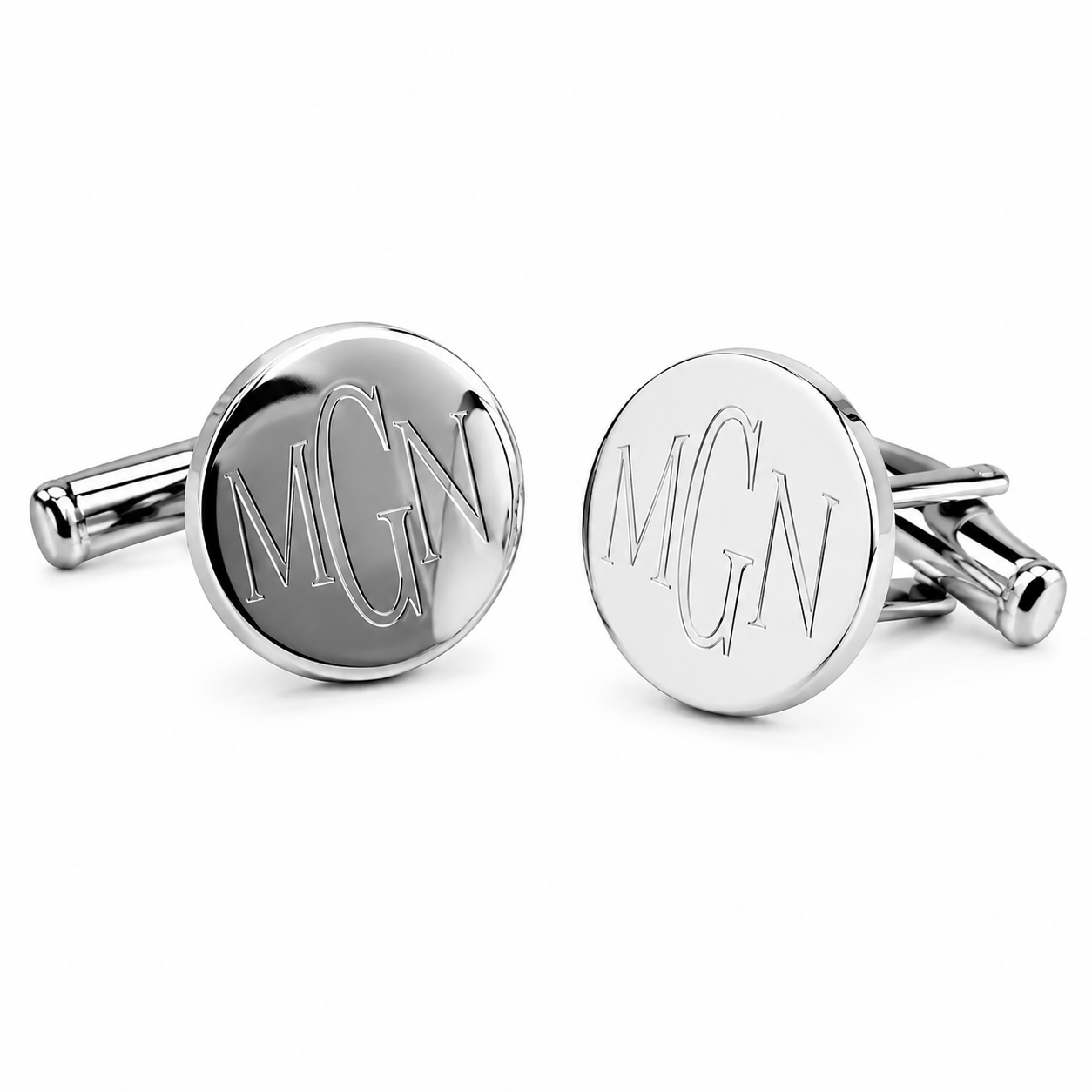Sterling Silver Engravable Round Cufflinks