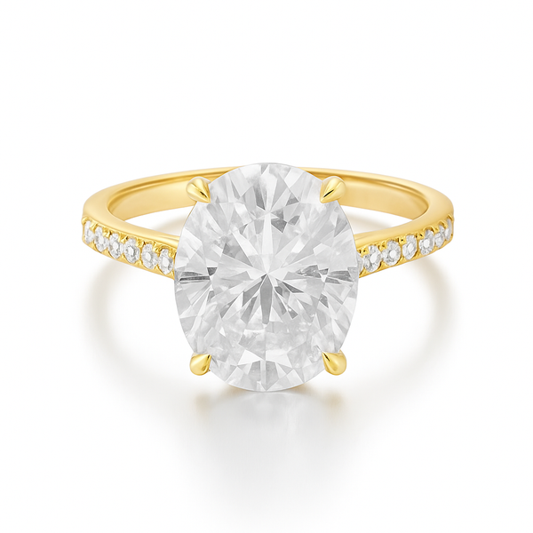 Sterling Silver Oval 8mm*10mm 3.0CT Pave Moissanite Ring