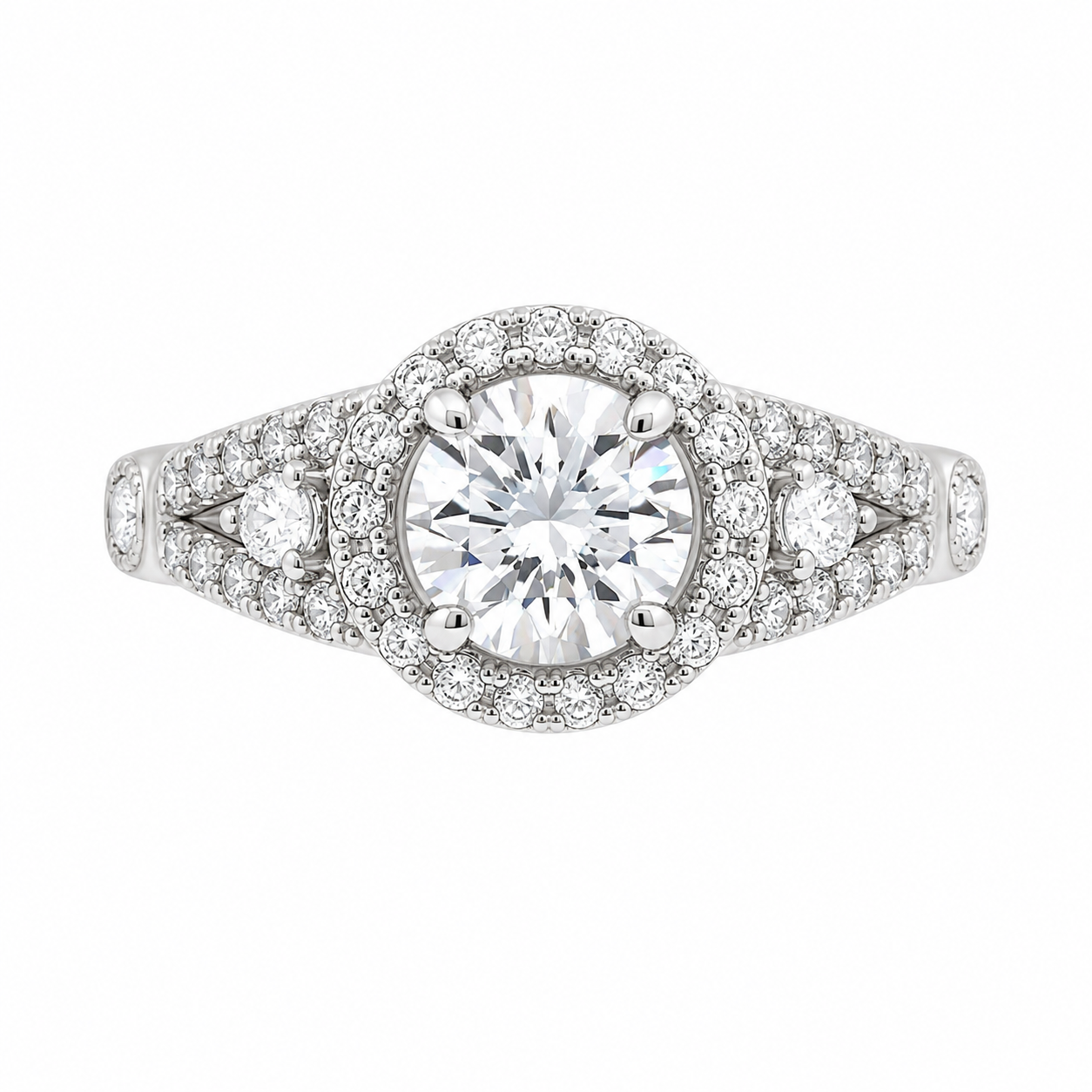 Sterling Silver 2 Line and Circle Stone With Halo