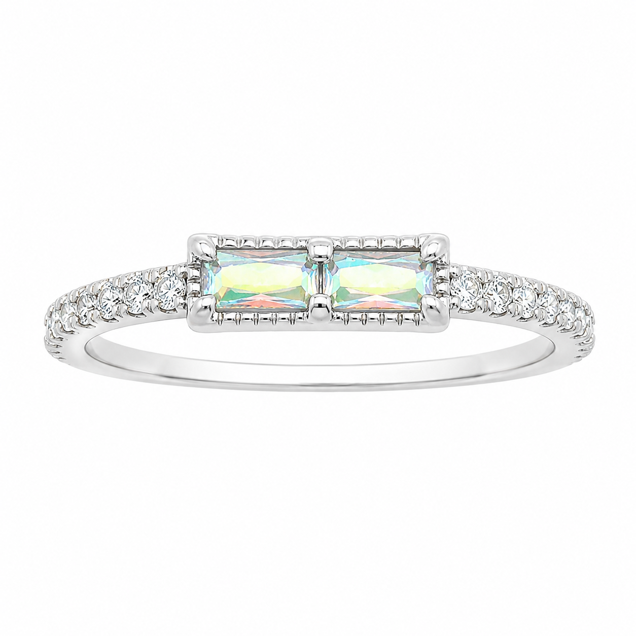 Sterling Silver Rainbow Crystal CZ Ring