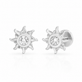 Sterling Silver CZ Dainty Starburst Steel Flat Back Stud Earrings