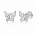 Sterling Silver CZ Dainty Butterfly Steel Flat Back Stud Earrings