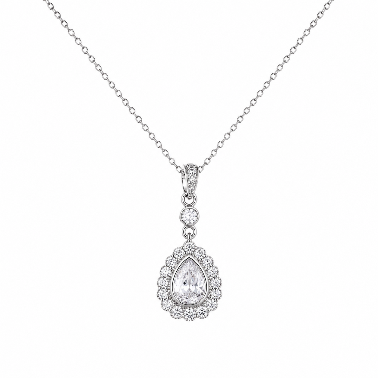 Sterling Silver Pear-Shaped Pendant Necklace