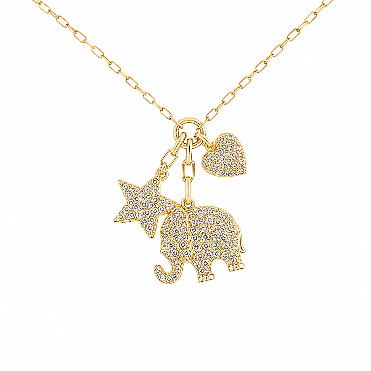 Sterling SILVER CZ MULTI CHARM NECKLACE