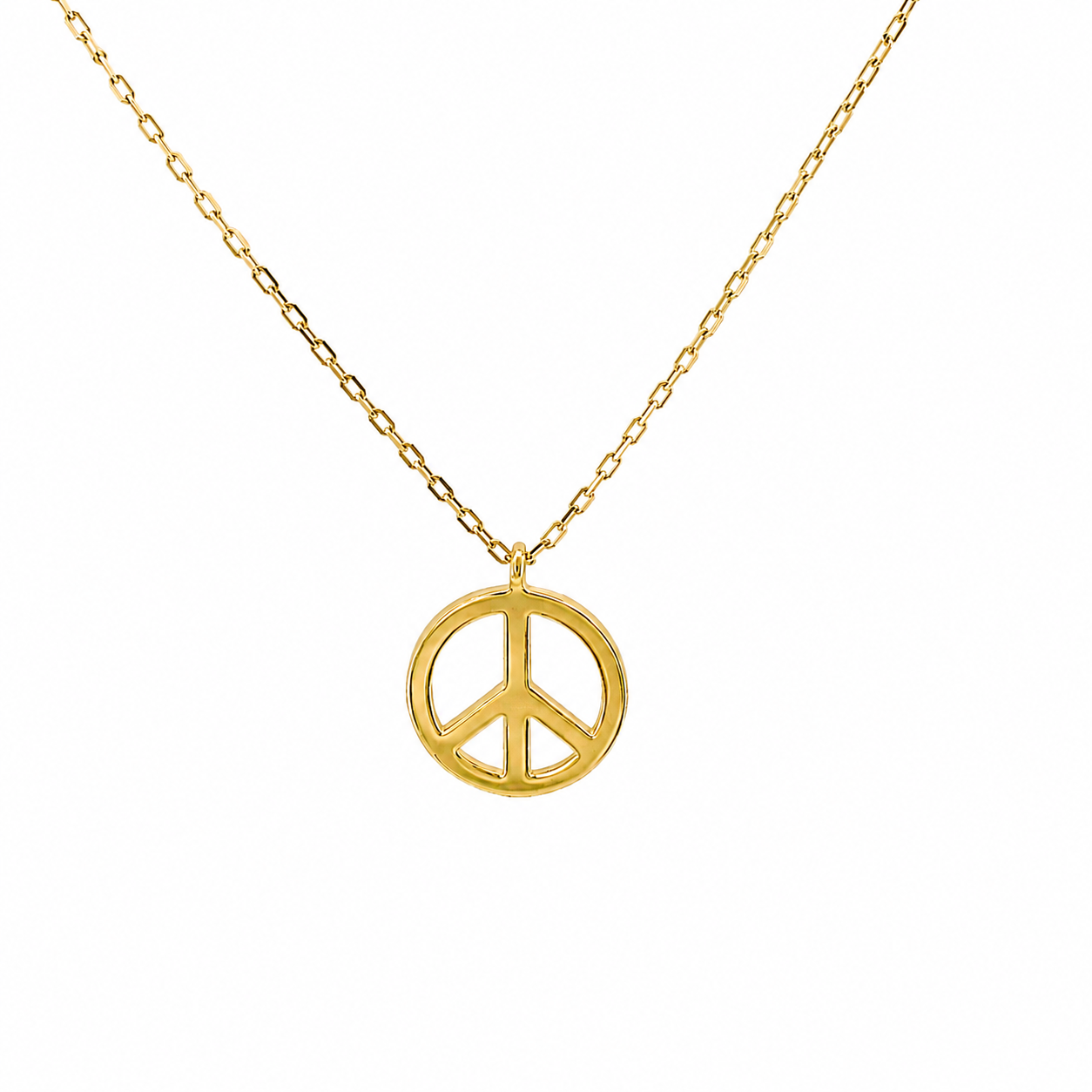 Sterling Silver Non-Engravable Peace Sign Necklace