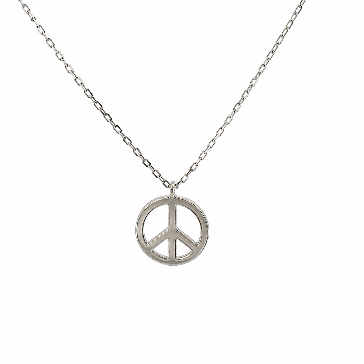 Sterling Silver Non-Engravable Peace Sign Necklace