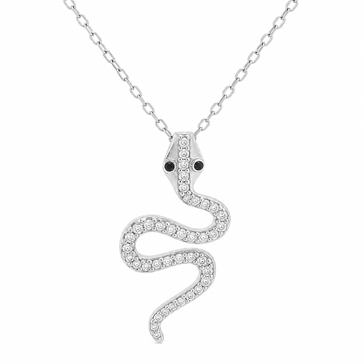 Sterling Silver Cubic Zirconia Snake Necklace
