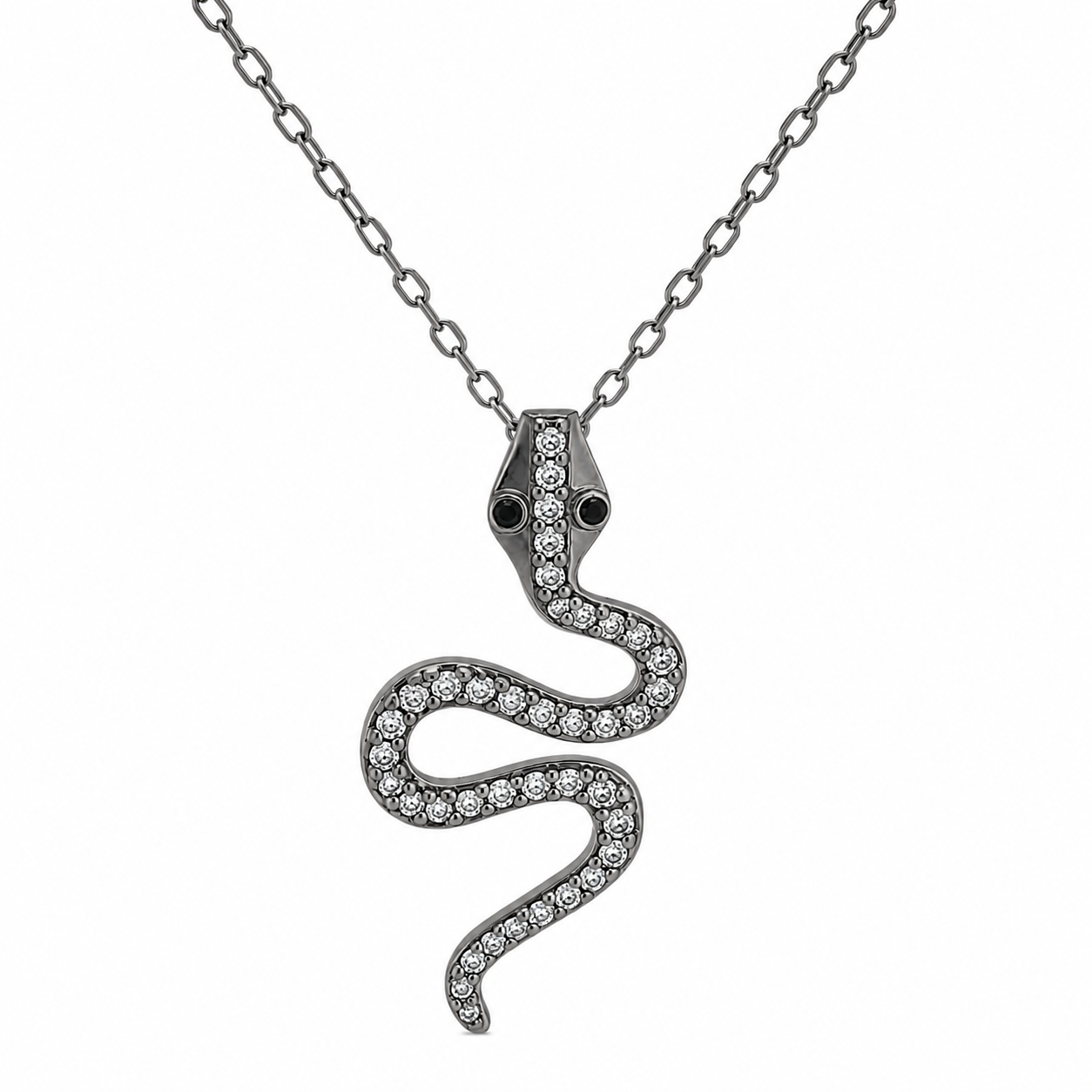 Sterling Silver Cubic Zirconia Snake Necklace