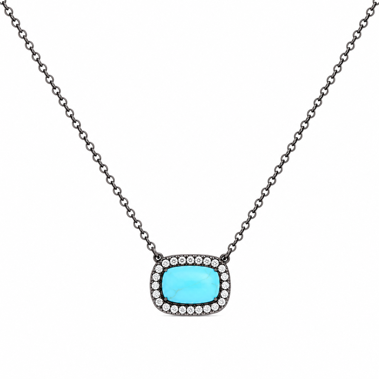 Sterling Silver Designer Inspired Gem Stone Necklace