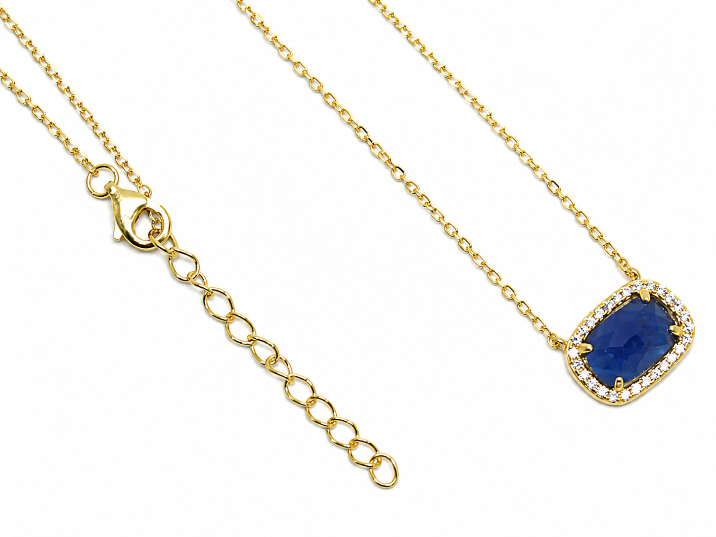 Sterling Silver Designer Inspired Gem Stone Necklace