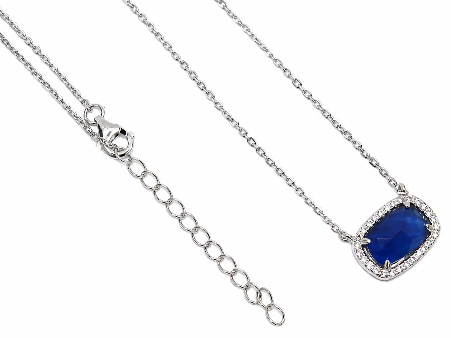 Sterling Silver Designer Inspired Gem Stone Necklace