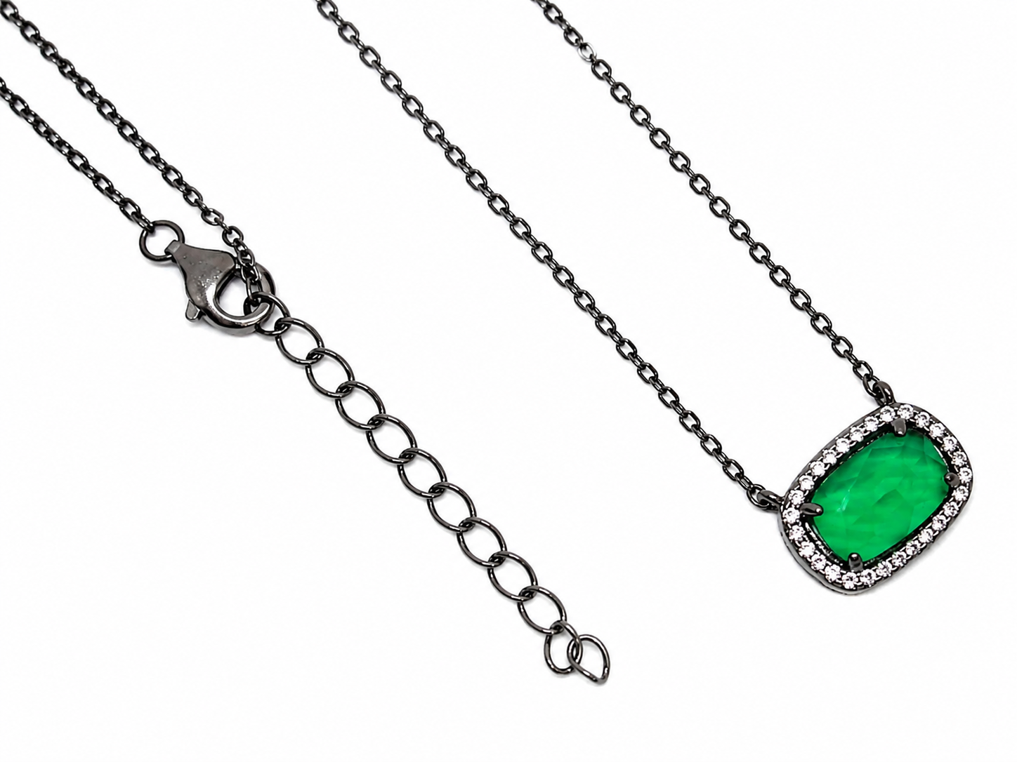 Sterling Silver Designer Inspired Gem Stone Necklace
