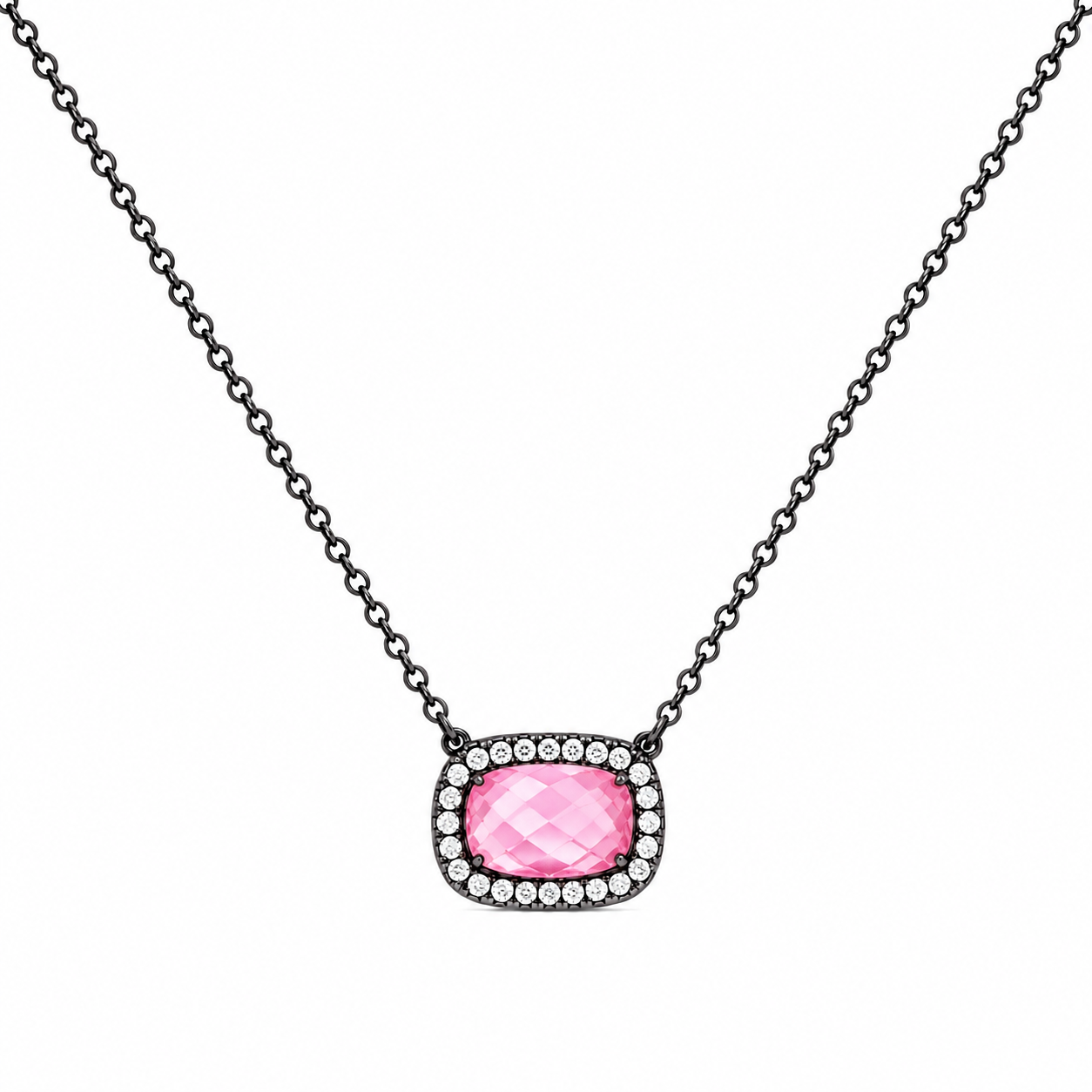 Sterling Silver Designer Inspired Gem Stone Necklace