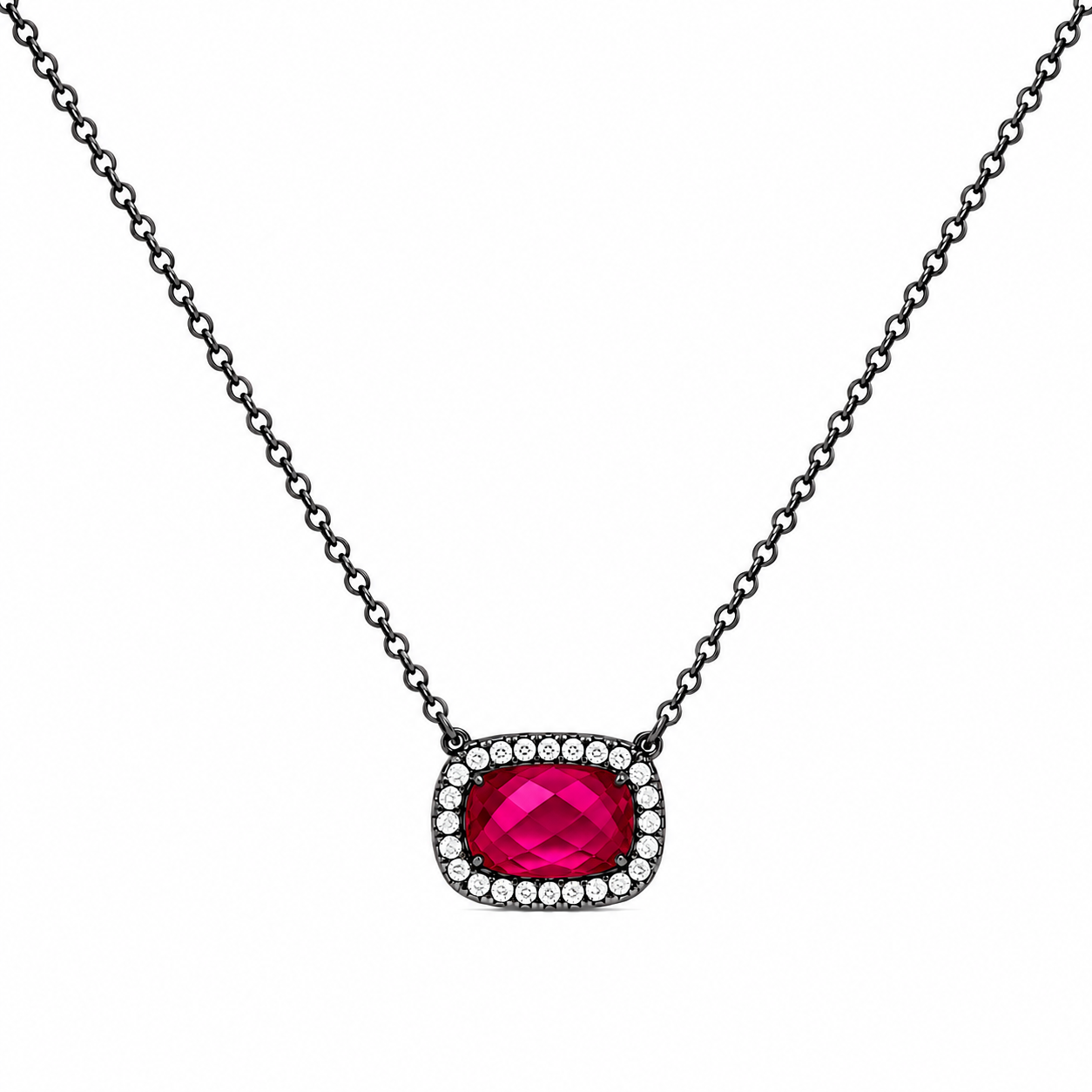 Sterling Silver Designer Inspired Gem Stone Necklace