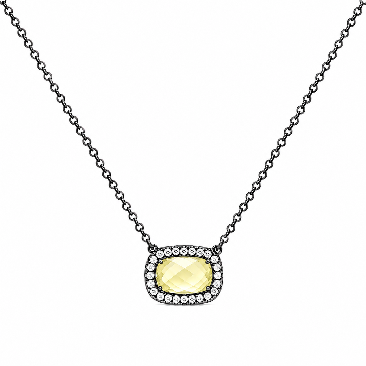 Sterling Silver Designer Inspired Gem Stone Necklace