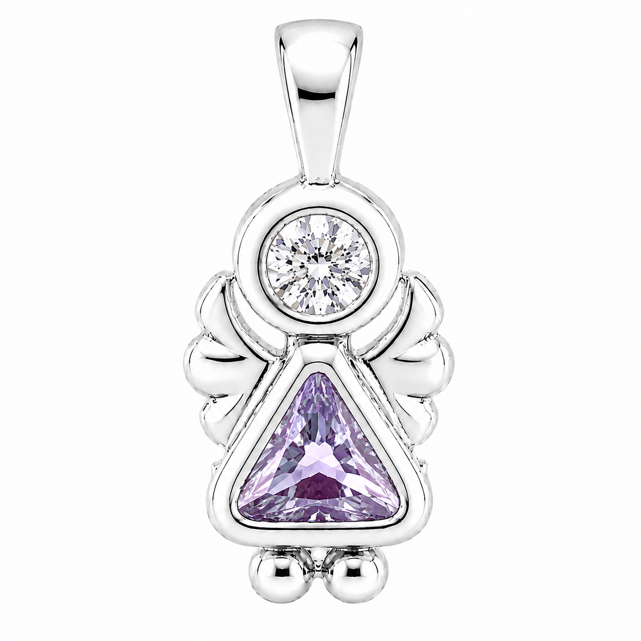 Sterling Silver Angel Birthstone Pendant