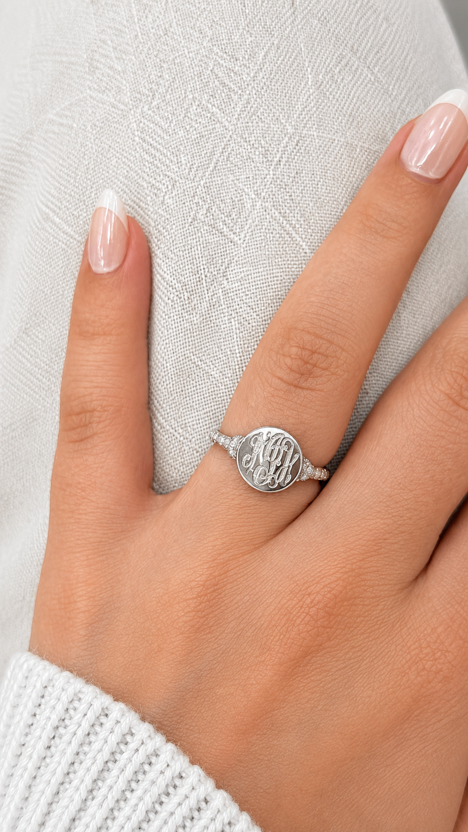 Sterling Silver Engravable Plain Ring W/ Rope Band