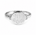 Sterling Silver Engravable Plain Ring W/ Rope Band
