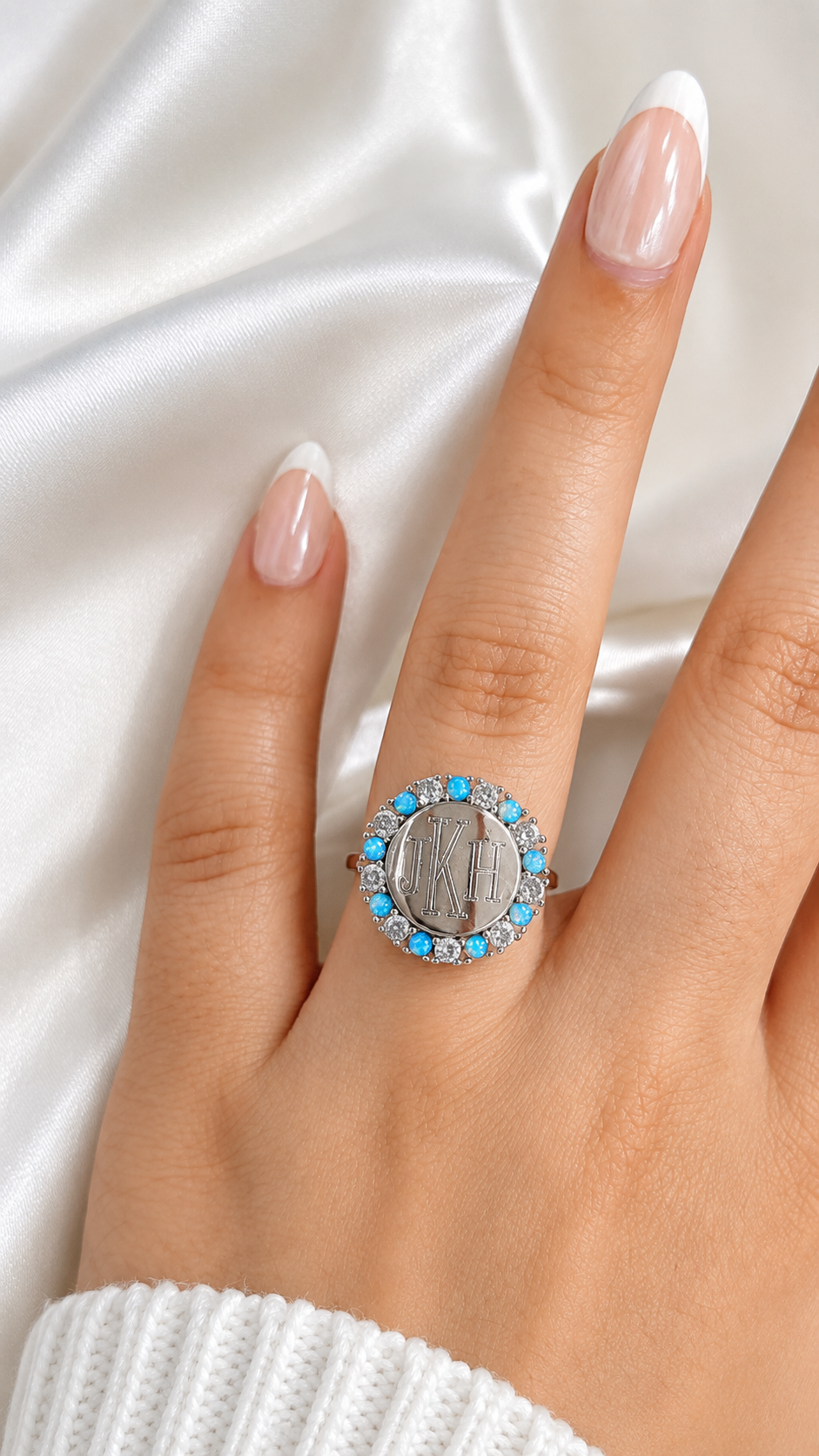 Sterling Silver Alternating Opal Ring