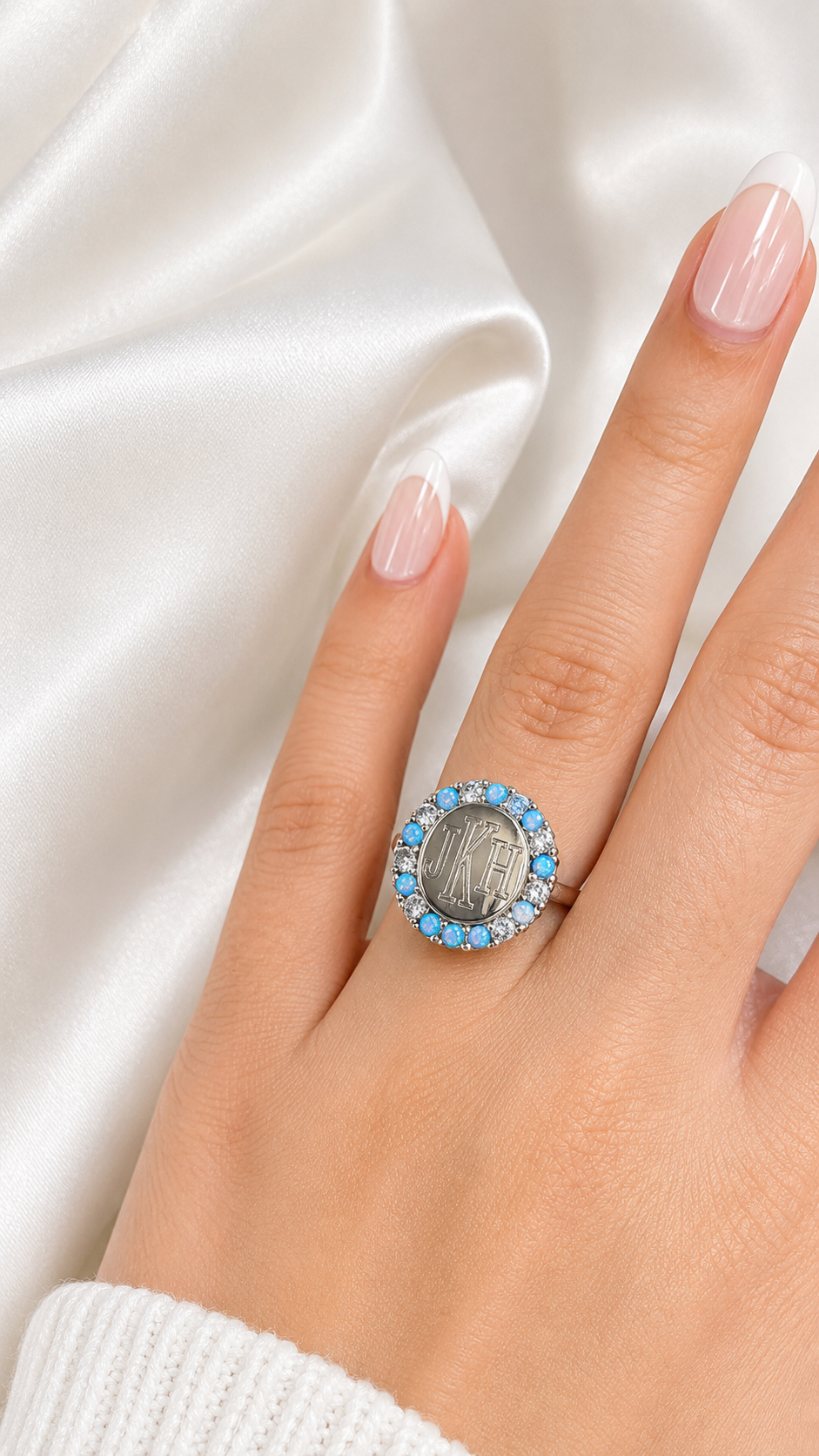 Sterling Silver Alternating Opal Ring