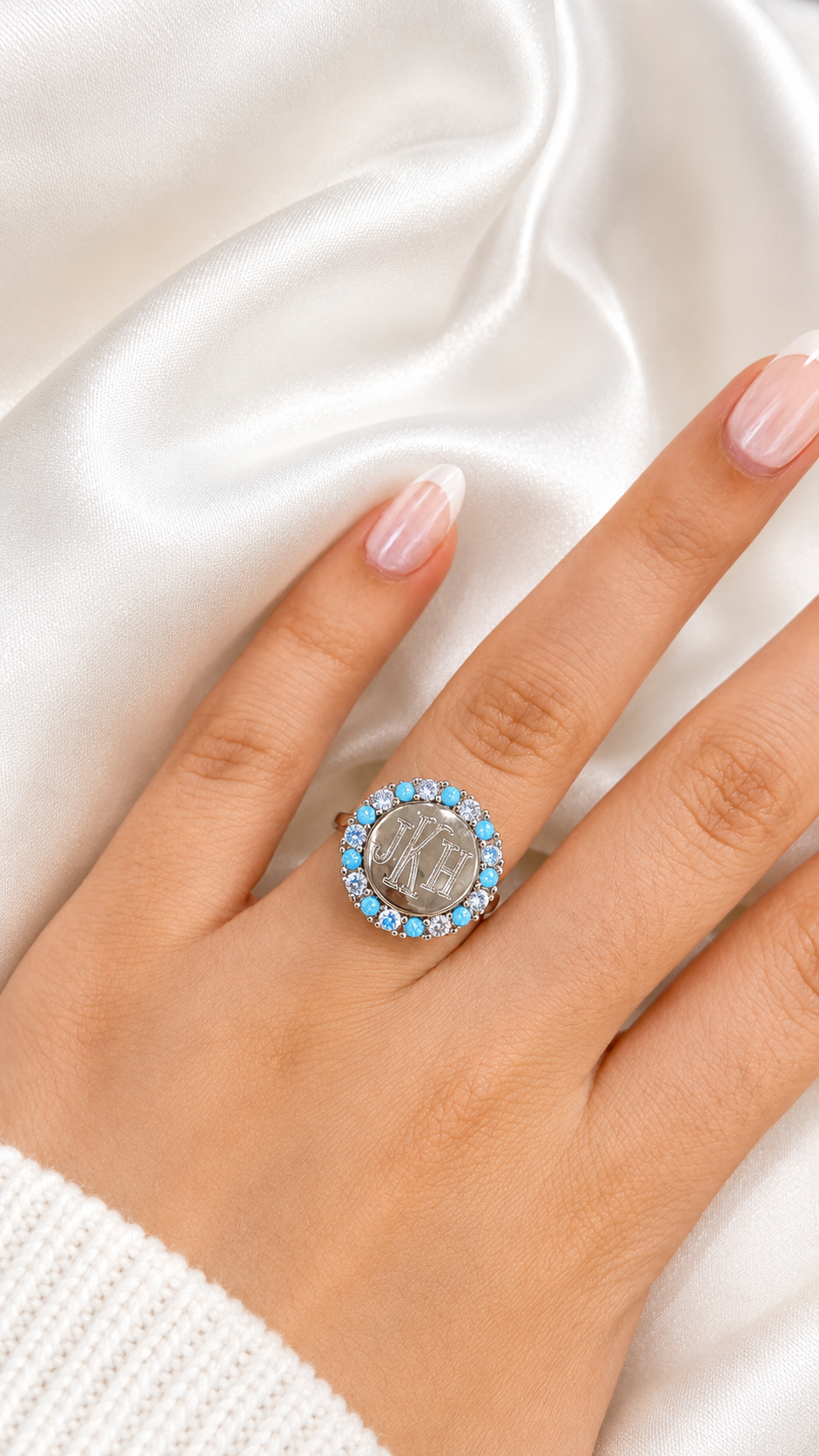 Sterling Silver Alternating Opal Ring