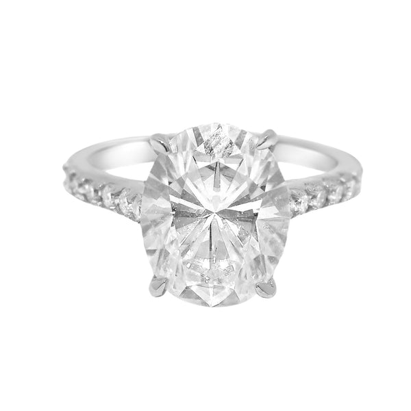 Sterling Silver Oval 8mm*10mm 3.0CT Pave Moissanite Ring