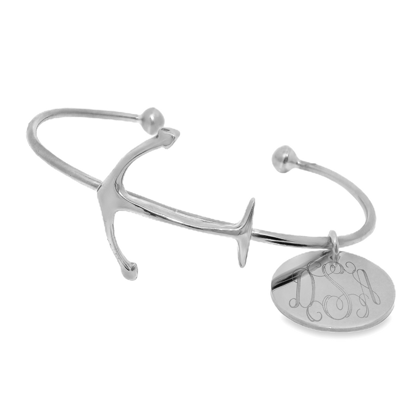 German Silver Engravable Anchor Cuff Bangle