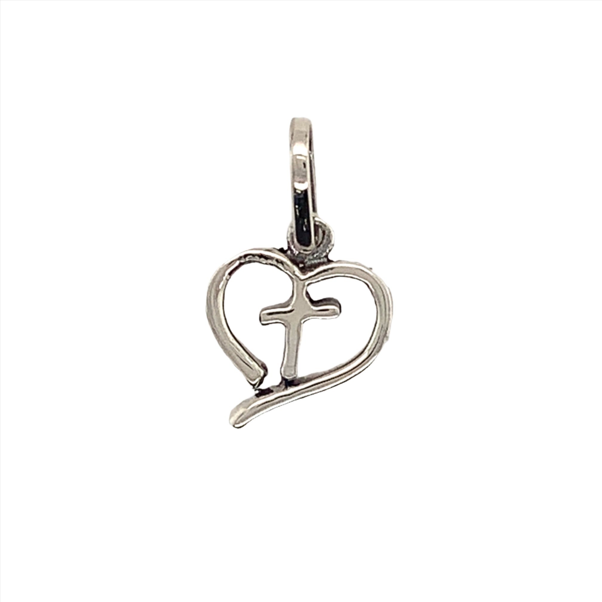 Sterling Silver Heart With Cross Inside Pendant