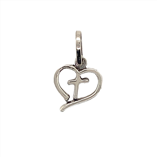Sterling Silver Heart With Cross Inside Pendant
