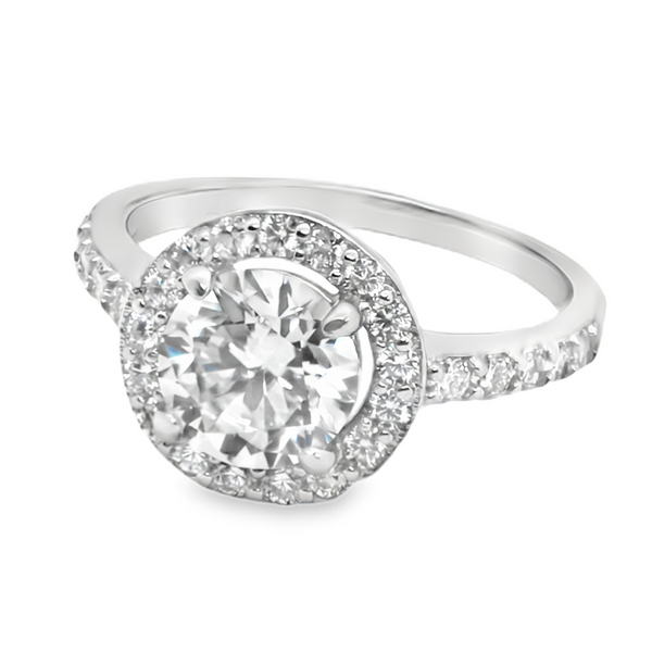 Sterling Silver 1.2CT 7.0MM Moissanite Halo Engagement Ring