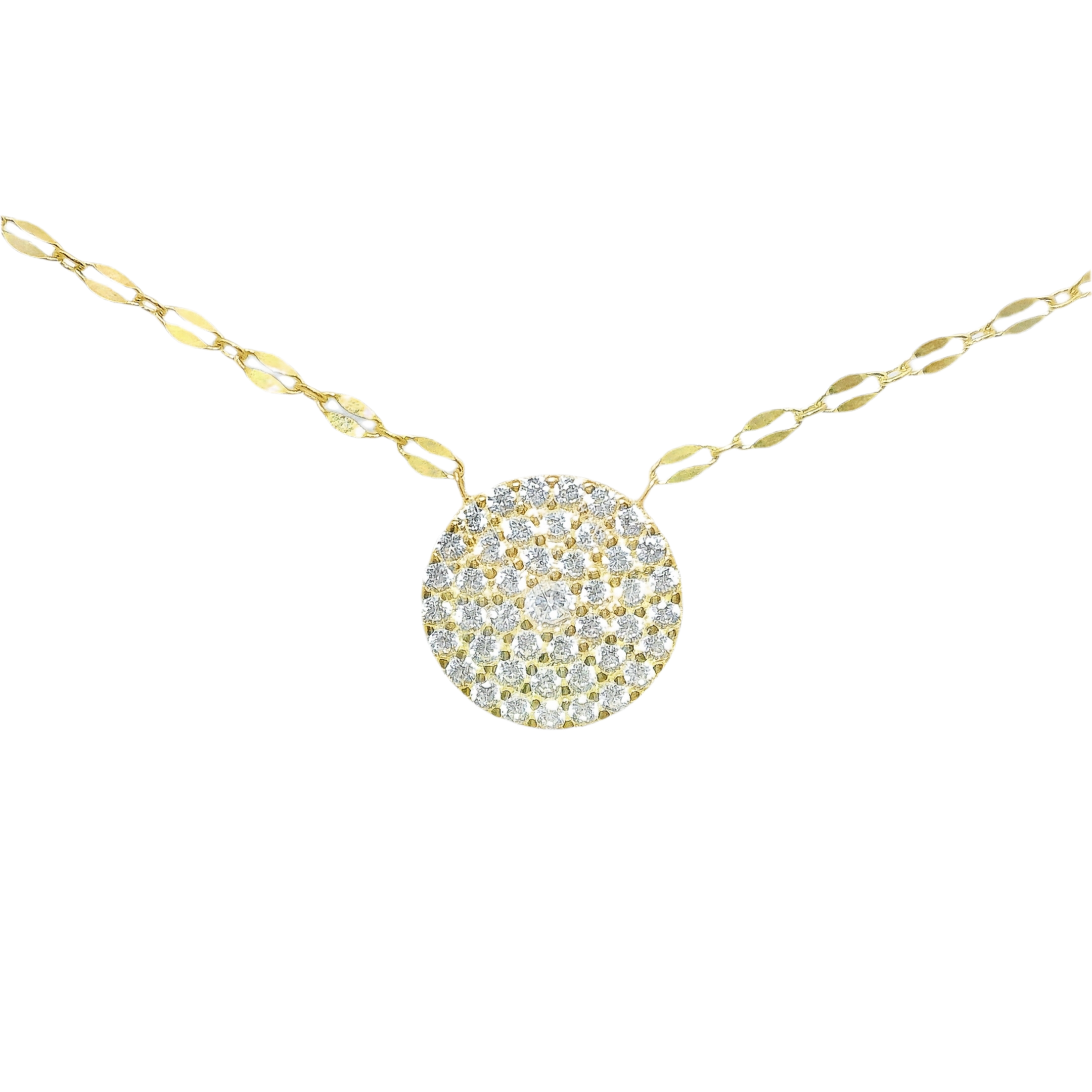 Sterling Silver Gold Plated Round CZ Pave Lana Chain Necklace