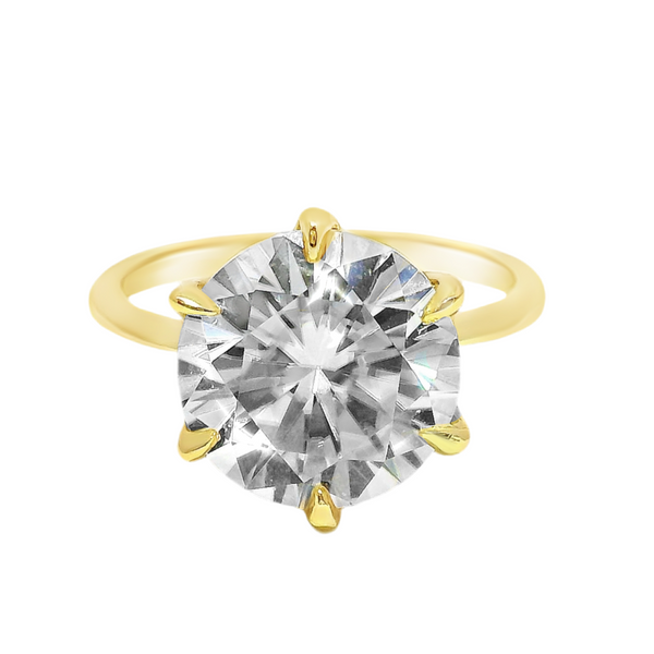 Sterling Silver 4.0CT Round Solitaire Moissanite Ring