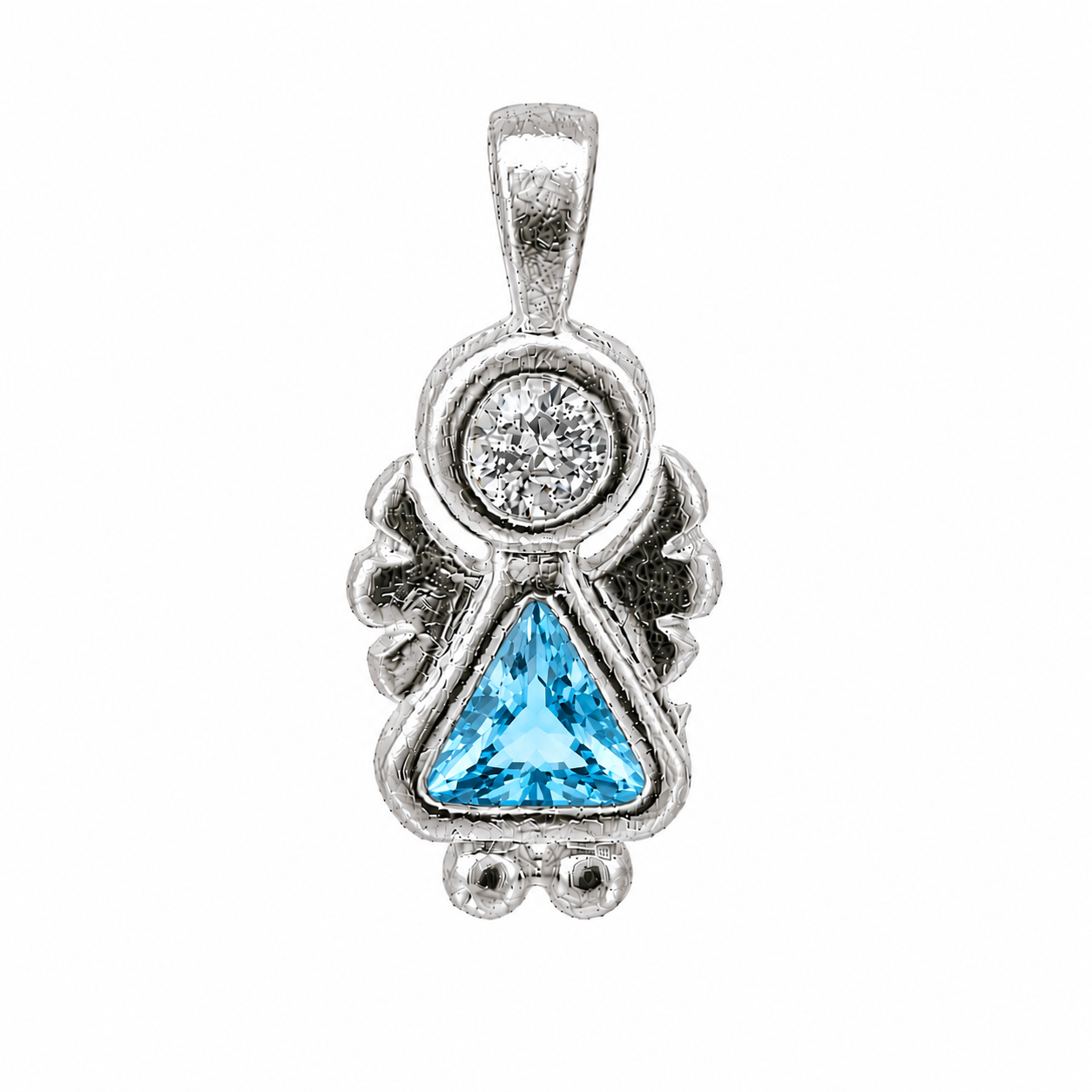 Sterling Silver Angel Birthstone Pendant