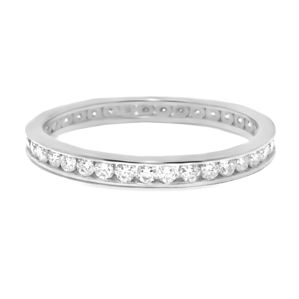 Sterling Silver Moissanite Pave 1.6 CT Eternity Band