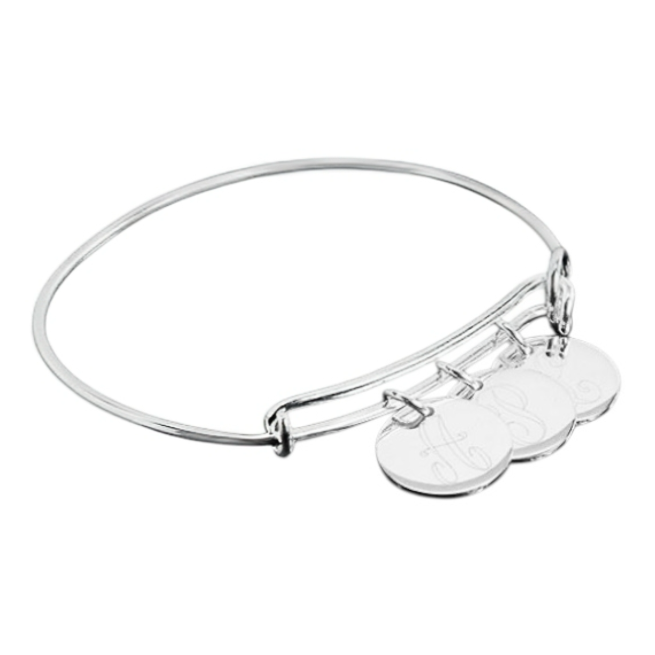 Engravable German Silver Adjustable Bracelet with Three Disc