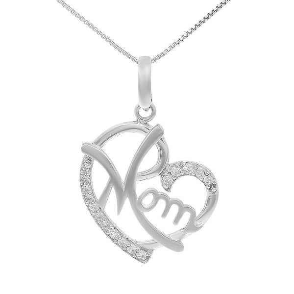 Sterling Silver Heart Mom Necklace