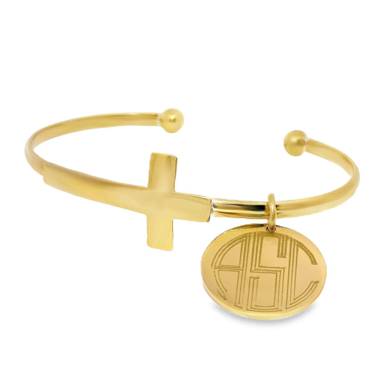 German Silver Engravable Cross Cuff Bangle