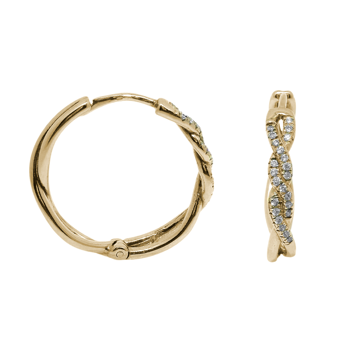 Sterling Silver CZ Twisted Braided Hoop Earrings