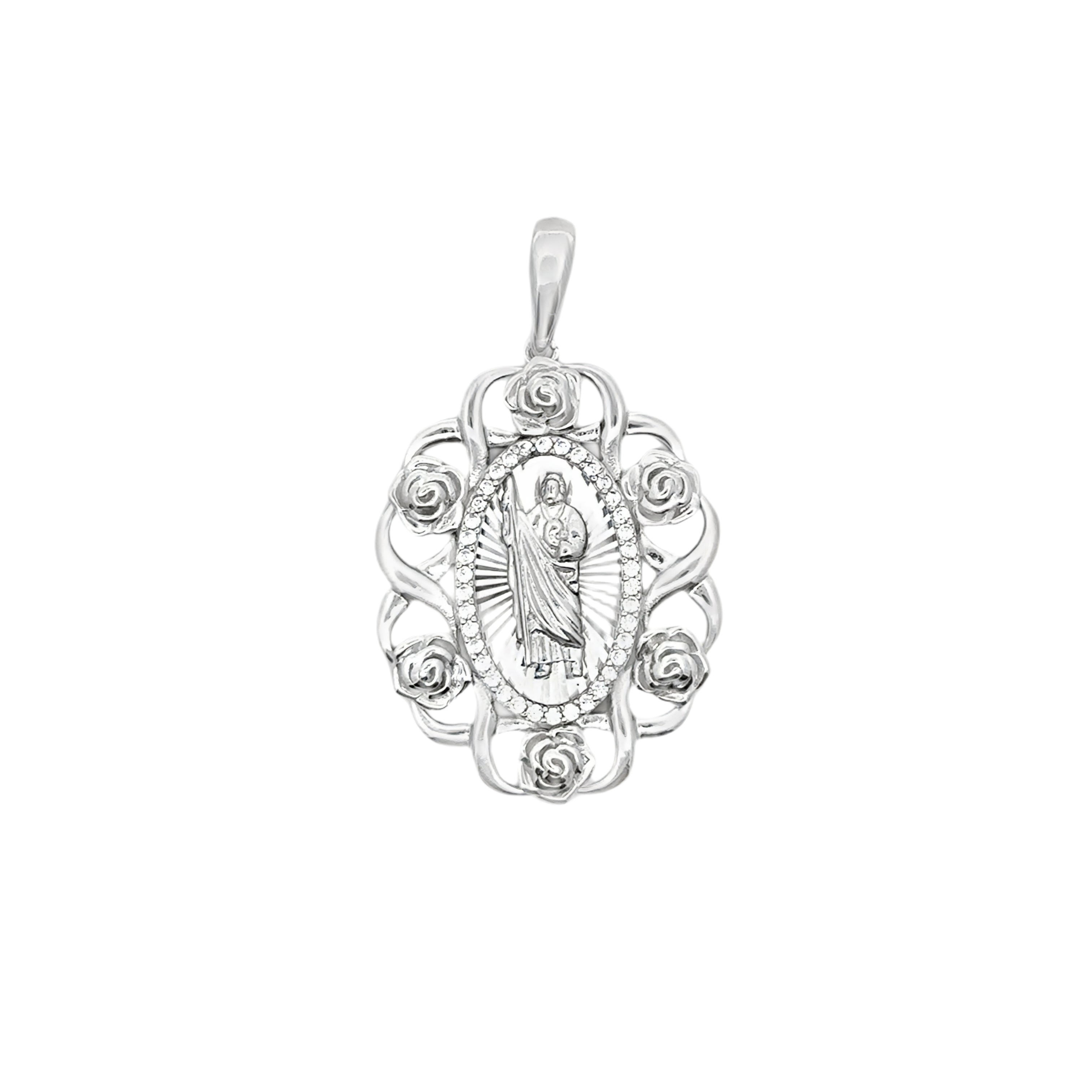 925 Sterling Silver Decorative San Judas Pendant