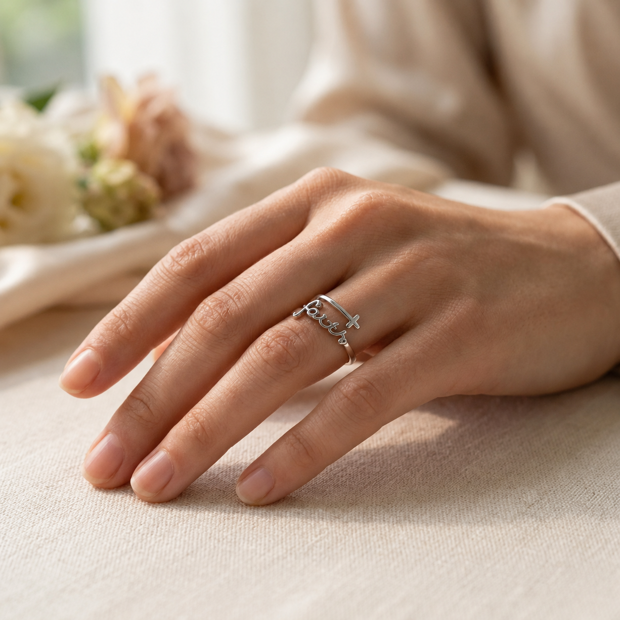 Sterling Silver Faith Cross Ring